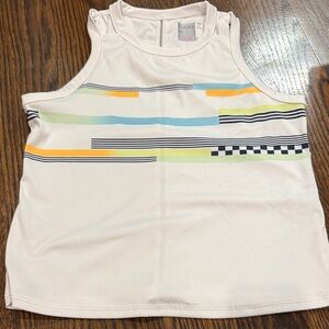 Lucky in Love White Tank Top with Colorful Stripes